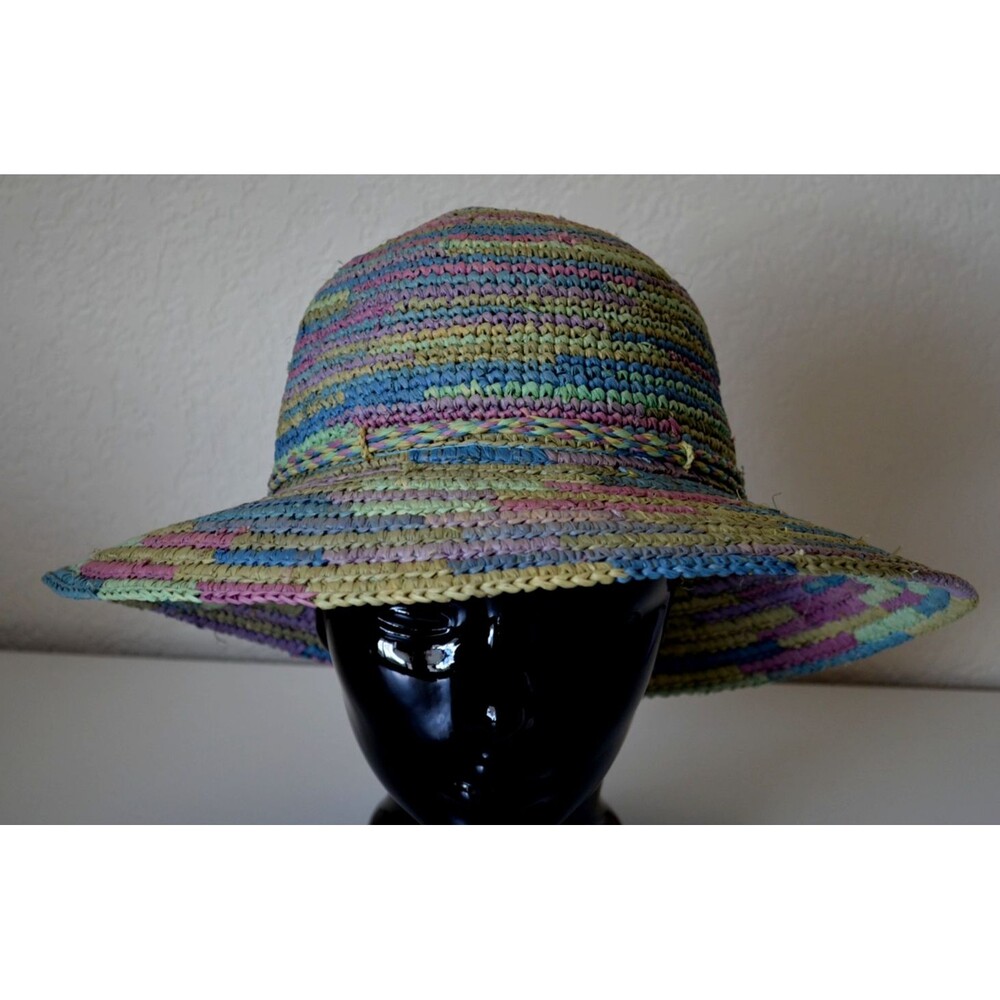 Callanan Pastel Colors Stripe Woven Natural Fiber Straw Hat Braided Band  OSFM